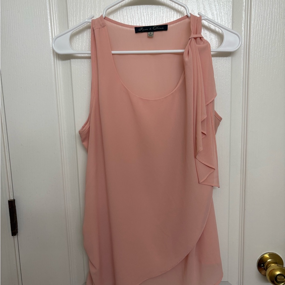 Chic Peach Blouse with Bow Detail